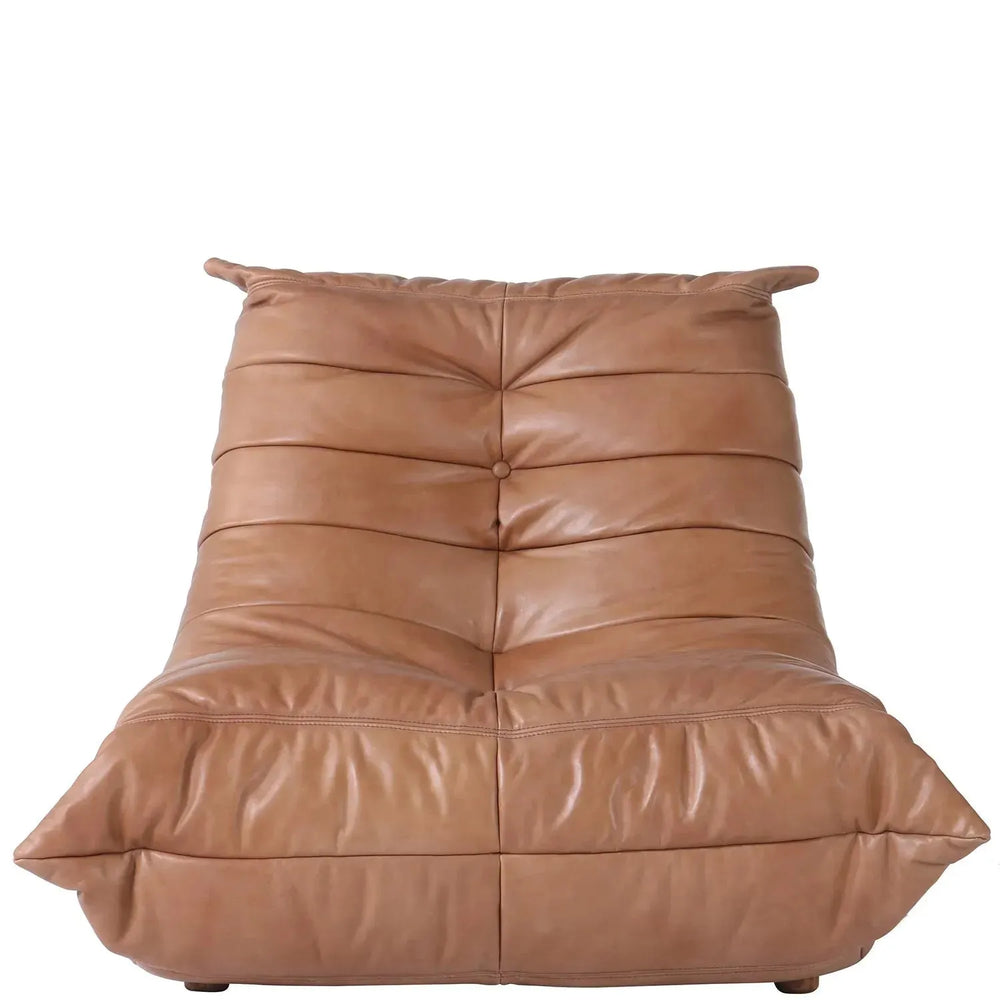 Vintage genuine leather 1 seater sofa cater in white background.