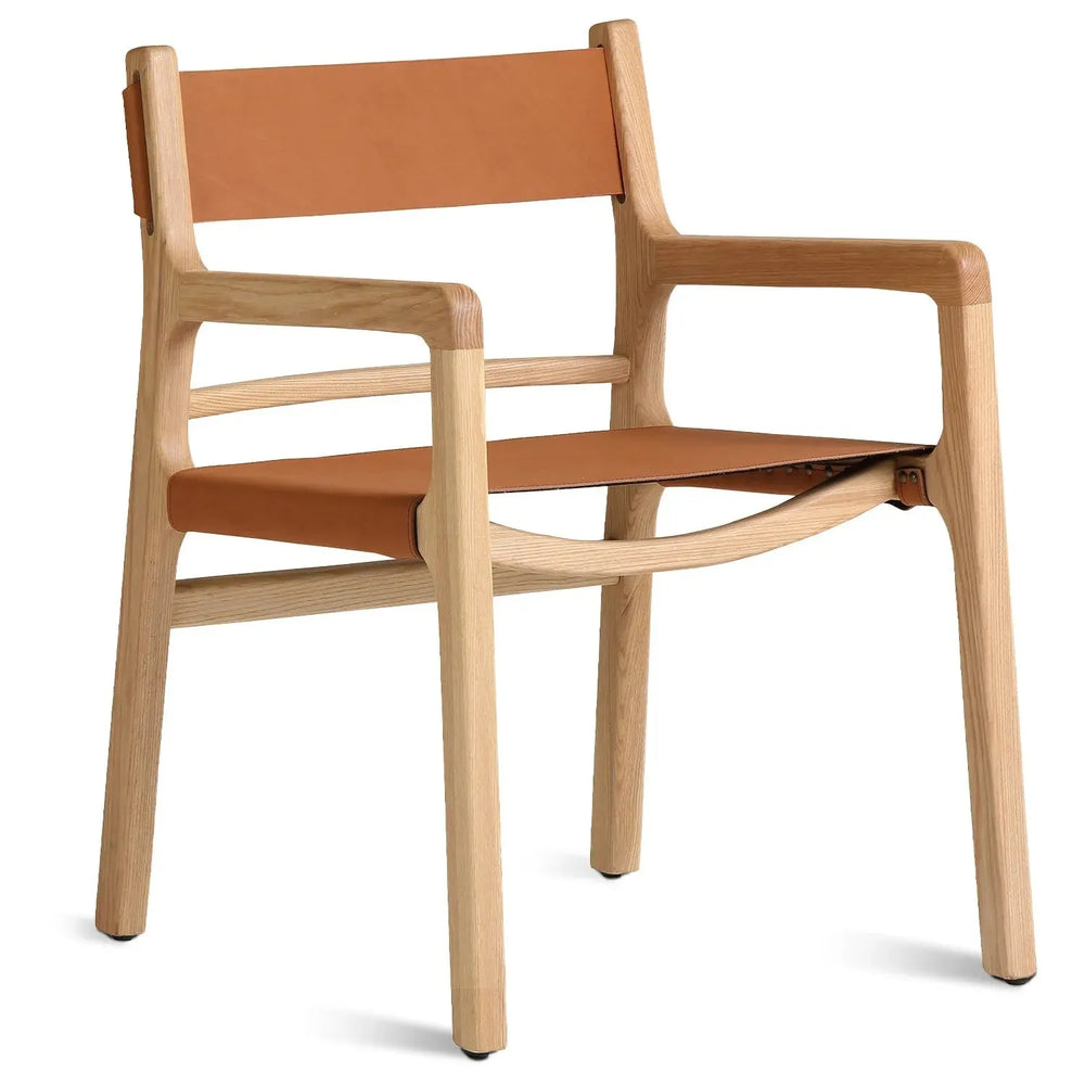 Scandinavian genuine leather 1 seater sofa crossman in white background.