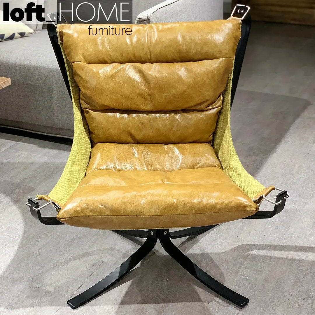 Industrial genuine leather 1 seater sofa hopper primary product view.