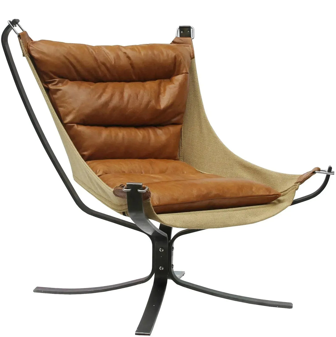 Industrial genuine leather 1 seater sofa hopper in white background.