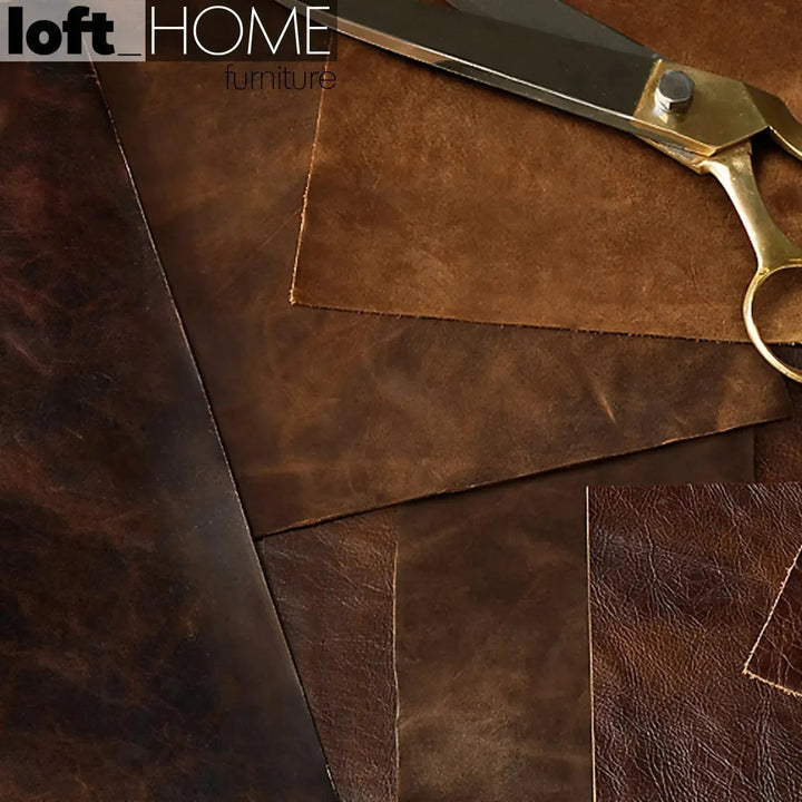 Industrial genuine leather 1 seater sofa hopper in real life style.