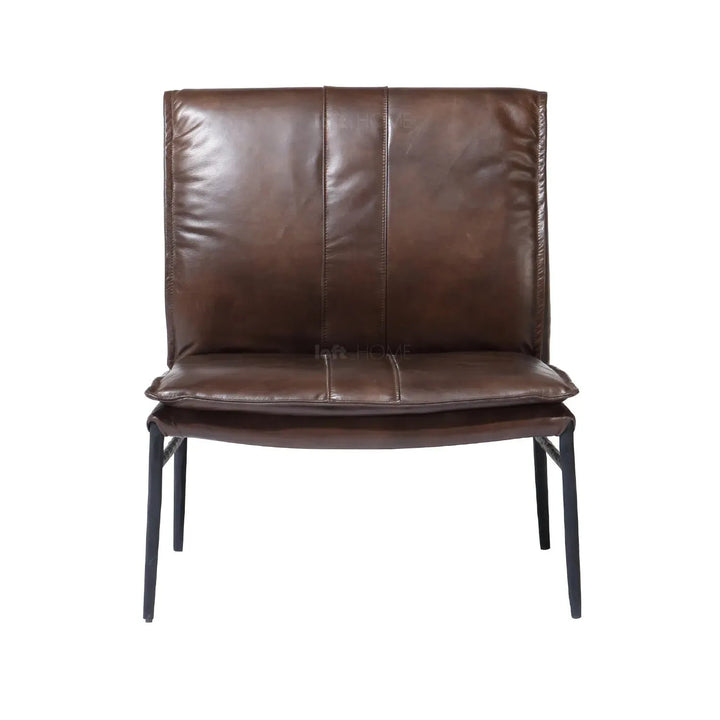 Industrial genuine leather 1 seater sofa leather lux in close up details.