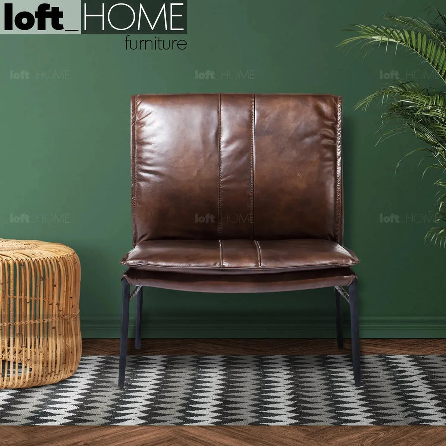 Industrial genuine leather 1 seater sofa leather lux primary product view.