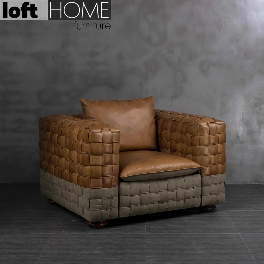 Vintage genuine leather 1 seater sofa martin primary product view.