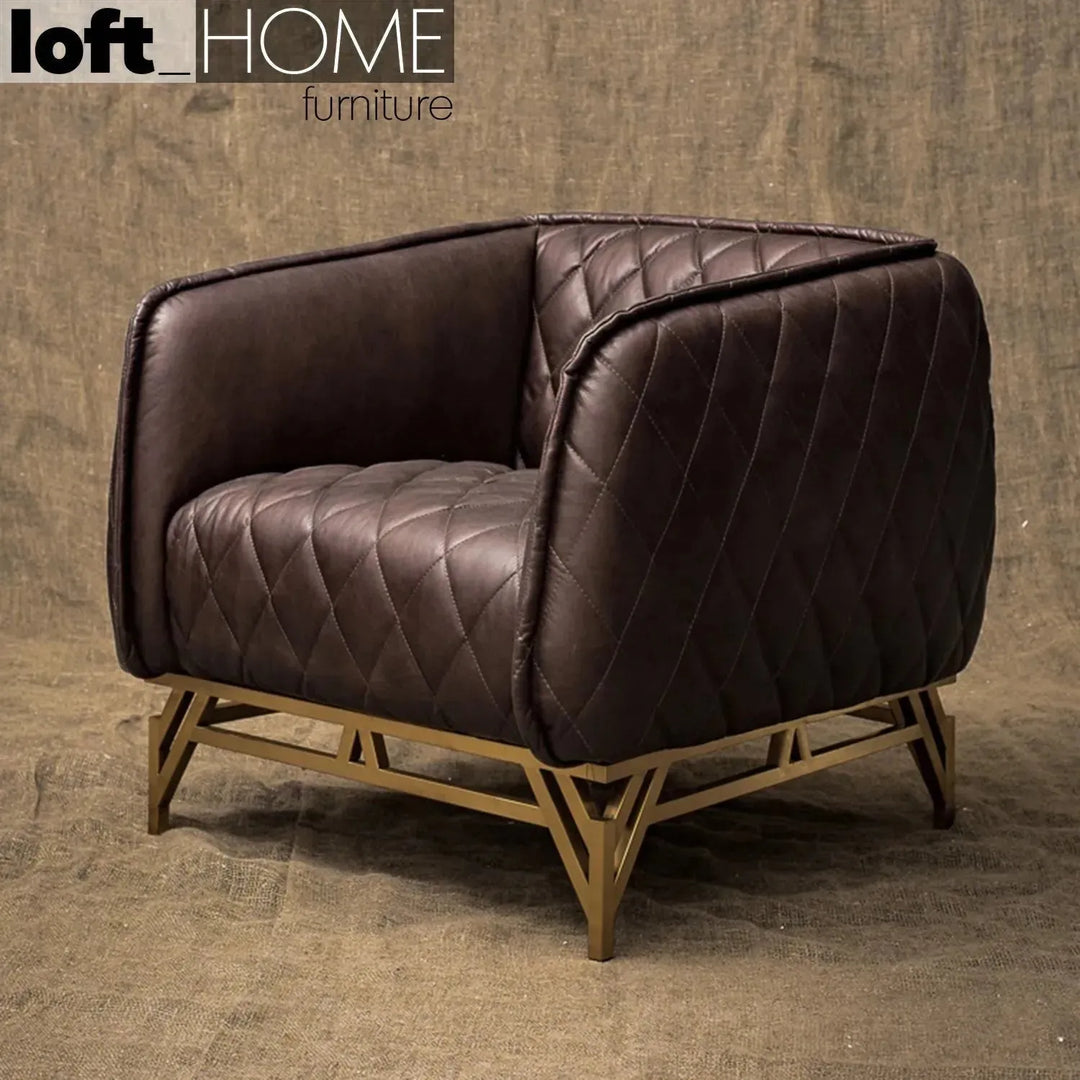 Vintage genuine leather 1 seater sofa osmond with context.