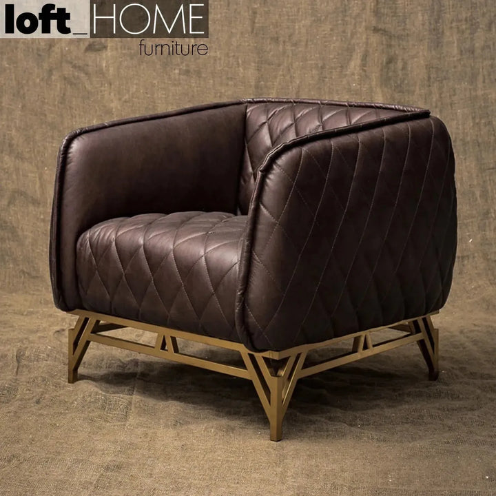 Vintage genuine leather 1 seater sofa osmond with context.