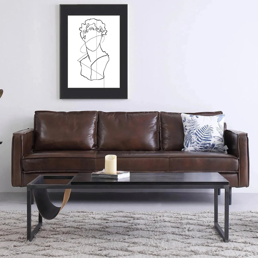 Vintage genuine leather 2 seater sofa belgian primary product view.