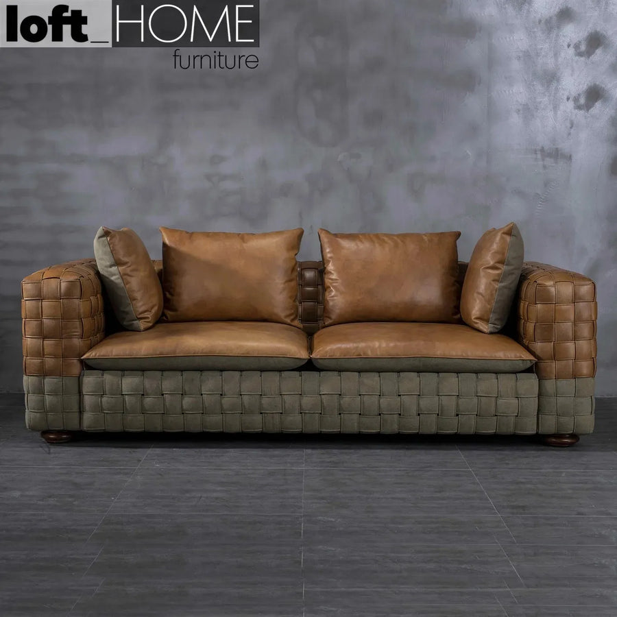 Vintage genuine leather 3 seater sofa martin primary product view.