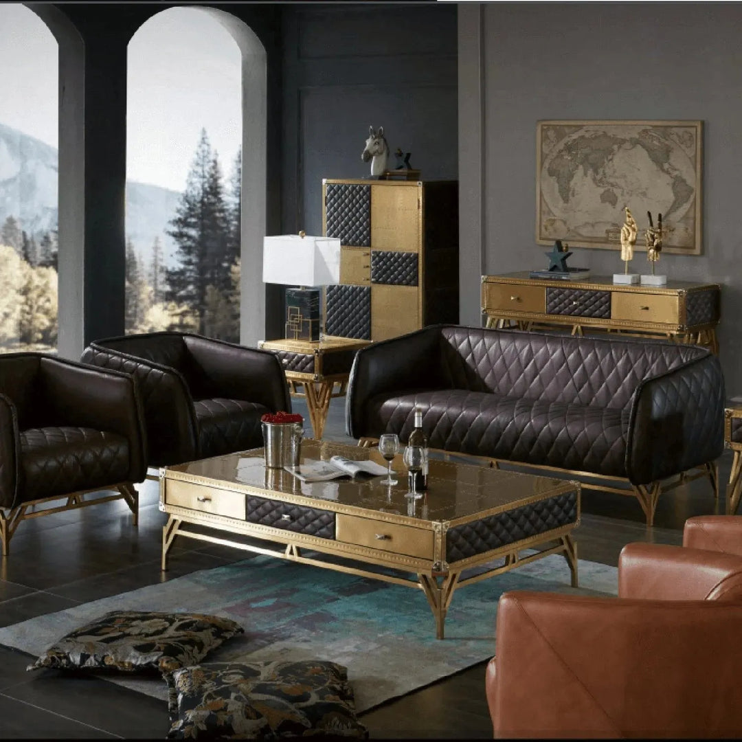 Vintage genuine leather 3 seater sofa osmond in real life style.