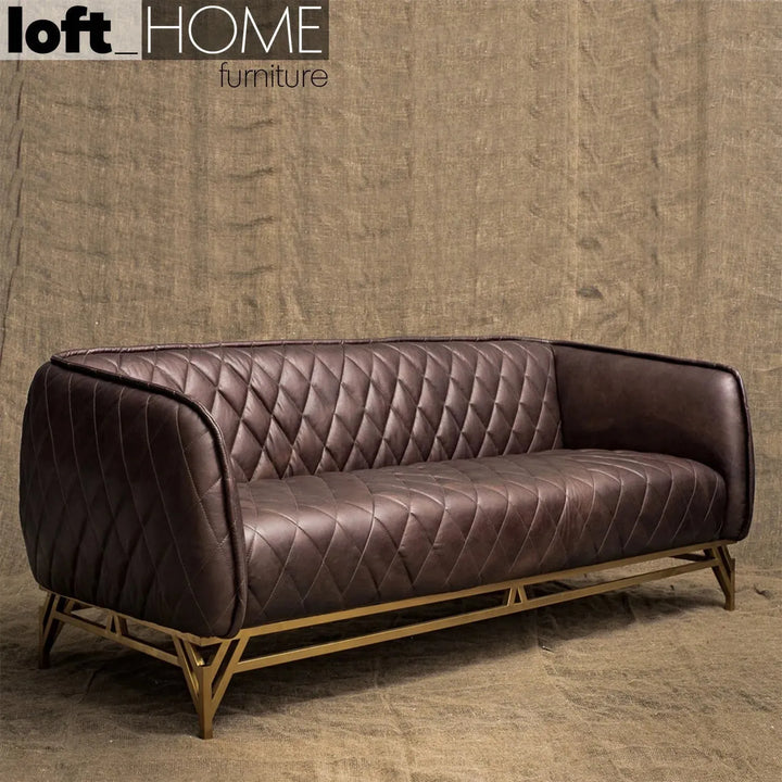 Vintage genuine leather 3 seater sofa osmond primary product view.