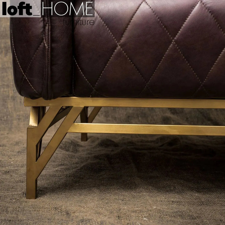 Vintage genuine leather 3 seater sofa osmond in still life.