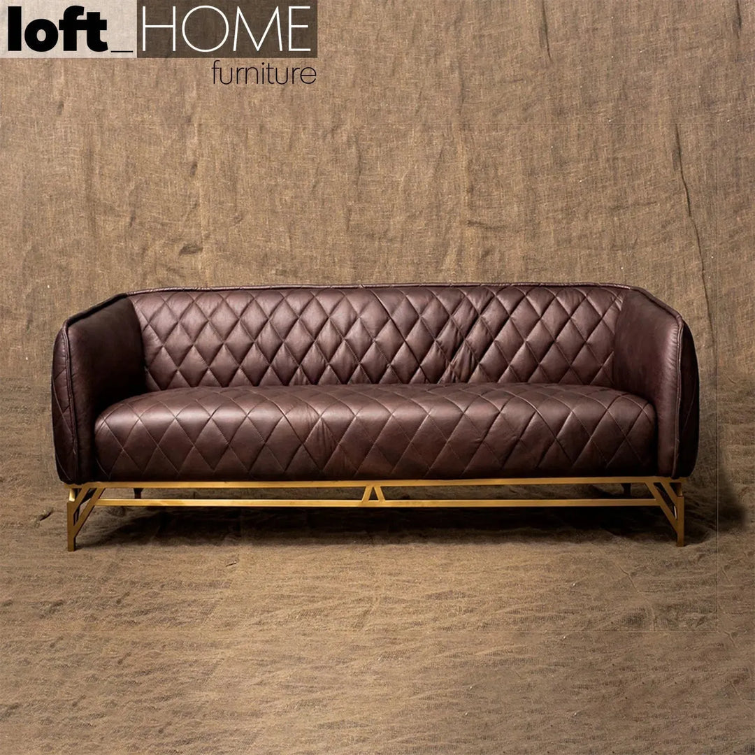 Vintage genuine leather 3 seater sofa osmond with context.