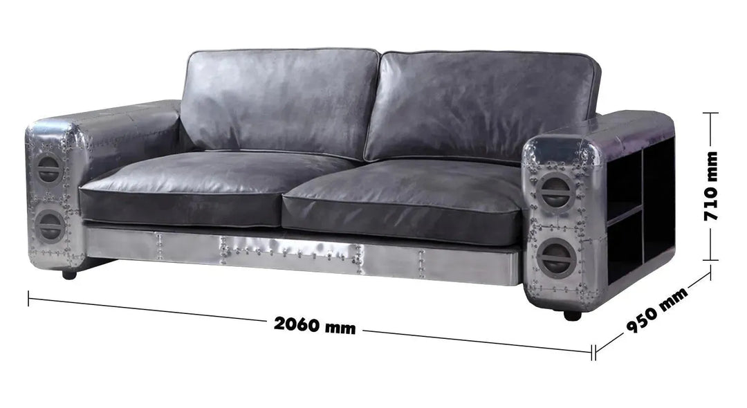 Industrial genuine leather 3 seater sofa silver aircraft size charts.