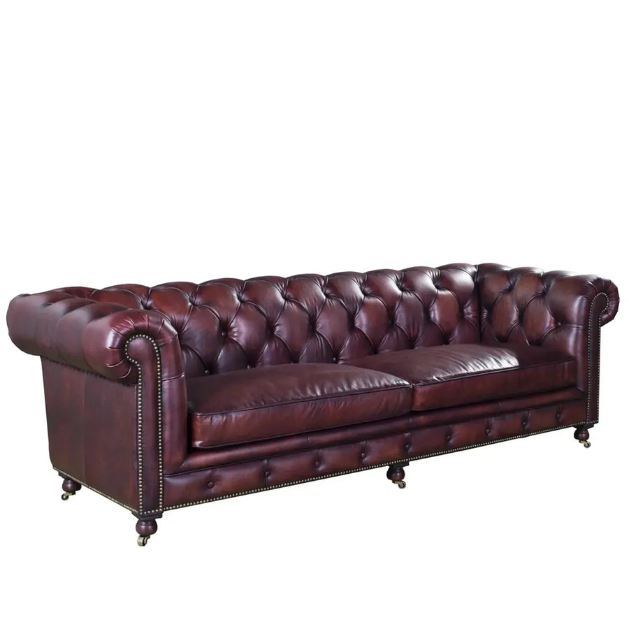 Vintage genuine leather 4 seater sofa chesterfield classic primary product view.