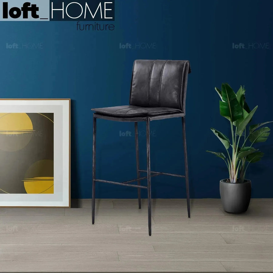 Industrial genuine leather bar chair lux primary product view.