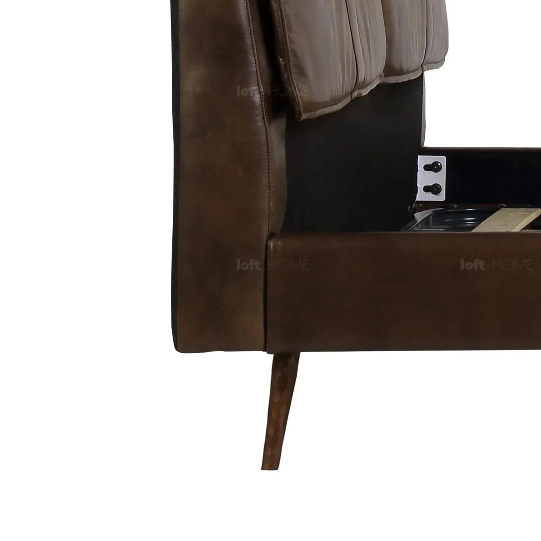 Vintage genuine leather bed frame saddleback situational feels.