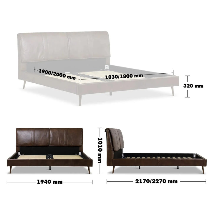 Vintage genuine leather bed frame saddleback size charts.