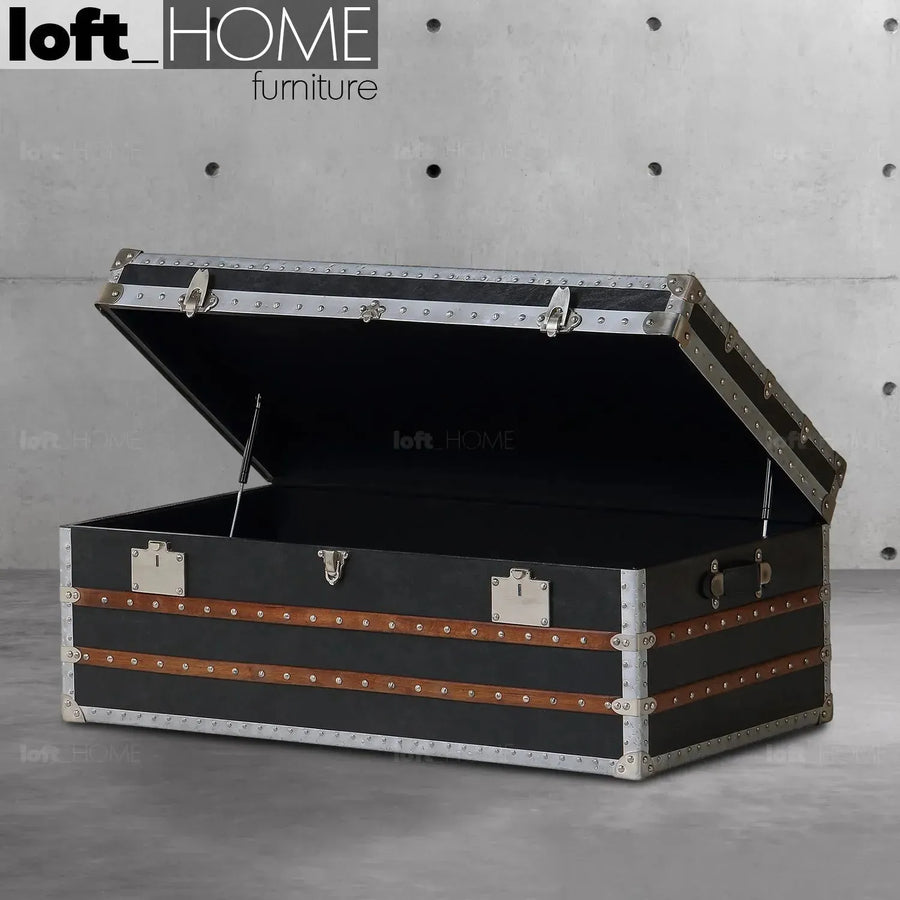 Industrial genuine leather coffee table frontier primary product view.