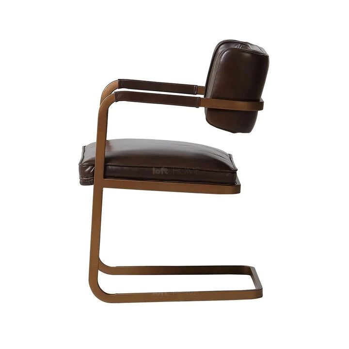 Industrial genuine leather dining chair herman with context.