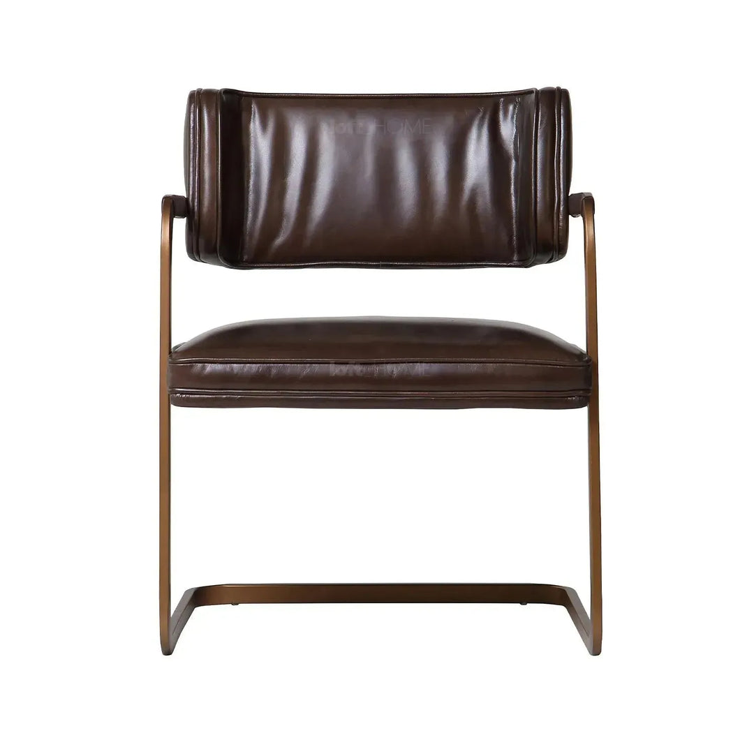 Industrial genuine leather dining chair herman in close up details.