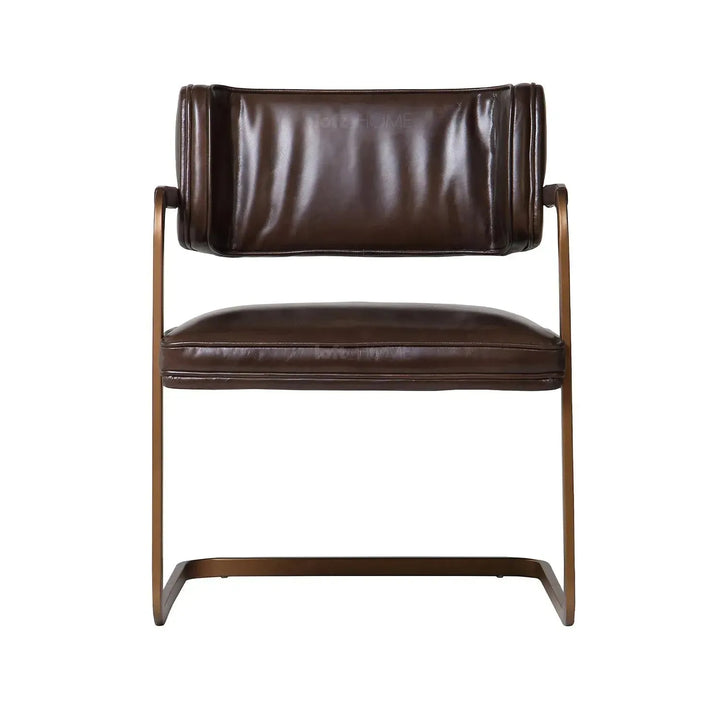 Industrial genuine leather dining chair herman in close up details.