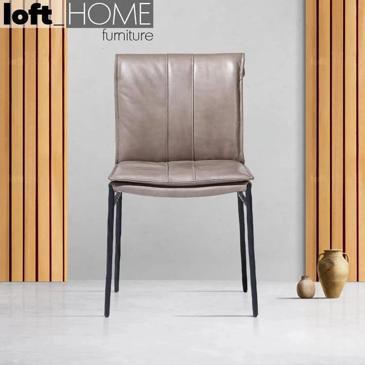 Industrial genuine leather dining chair lux primary product view.