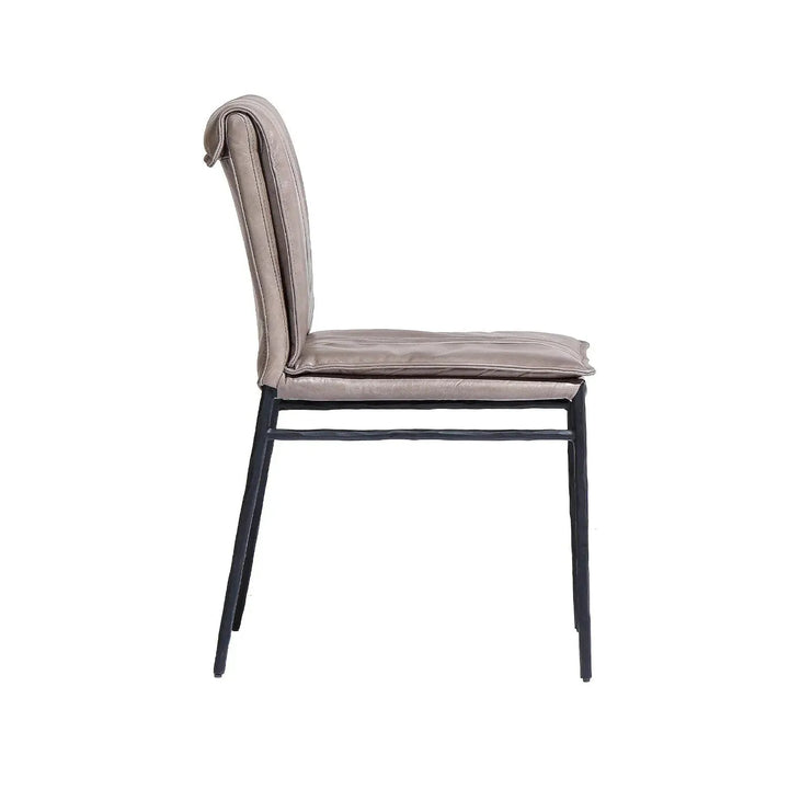 Industrial genuine leather dining chair lux in close up details.