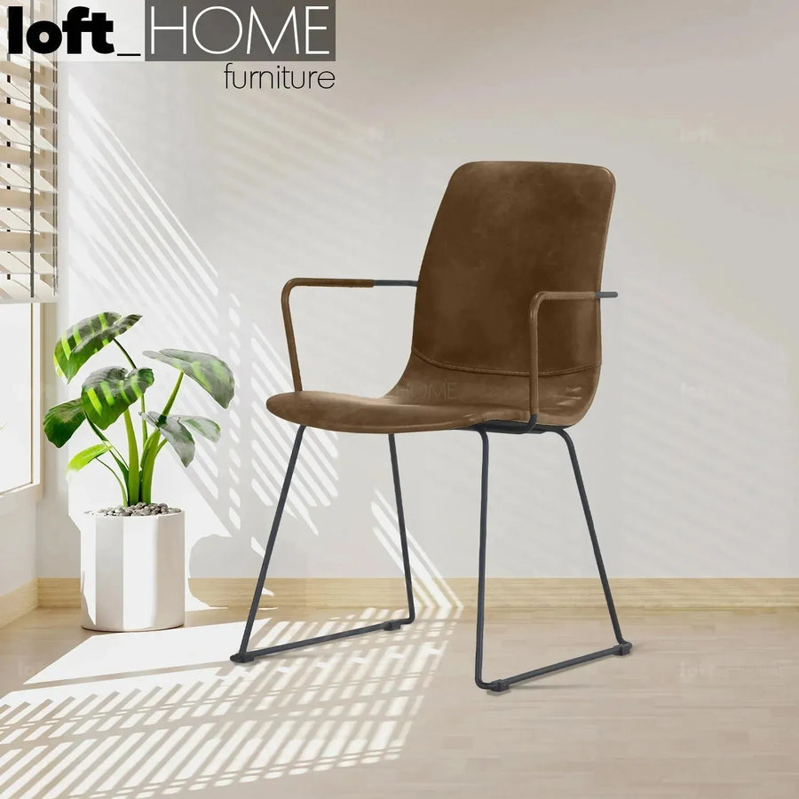 Industrial genuine leather dining chair oakley i primary product view.