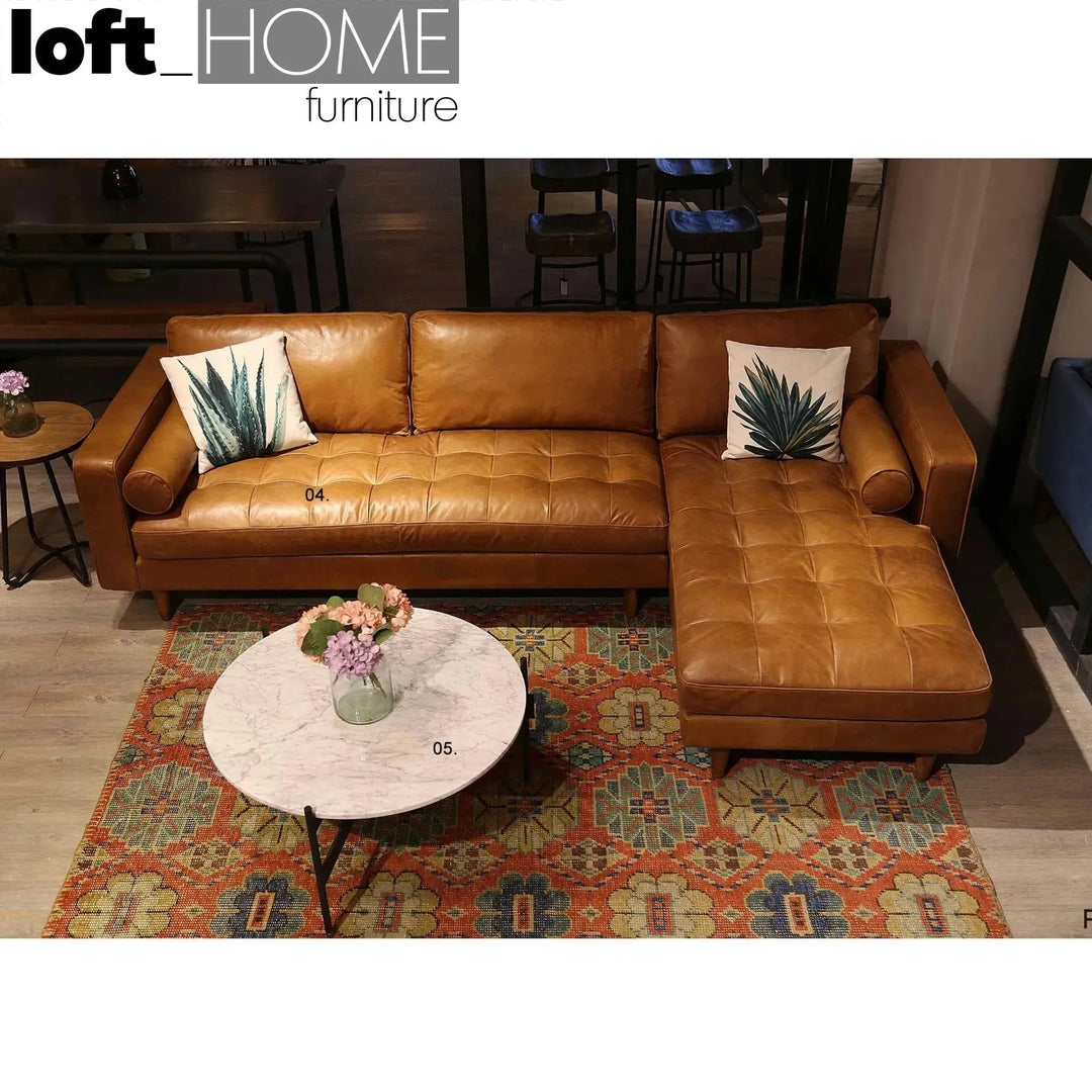 Vintage genuine leather l shape sectional sofa olga 2+l detail 1.