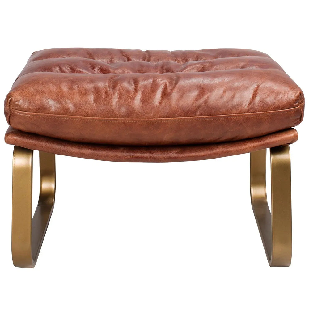 Vintage genuine leather ottoman bardo in white background.