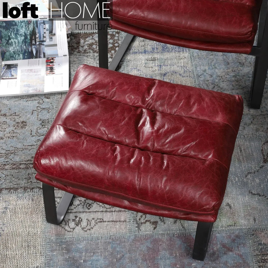 Vintage genuine leather ottoman bardo primary product view.