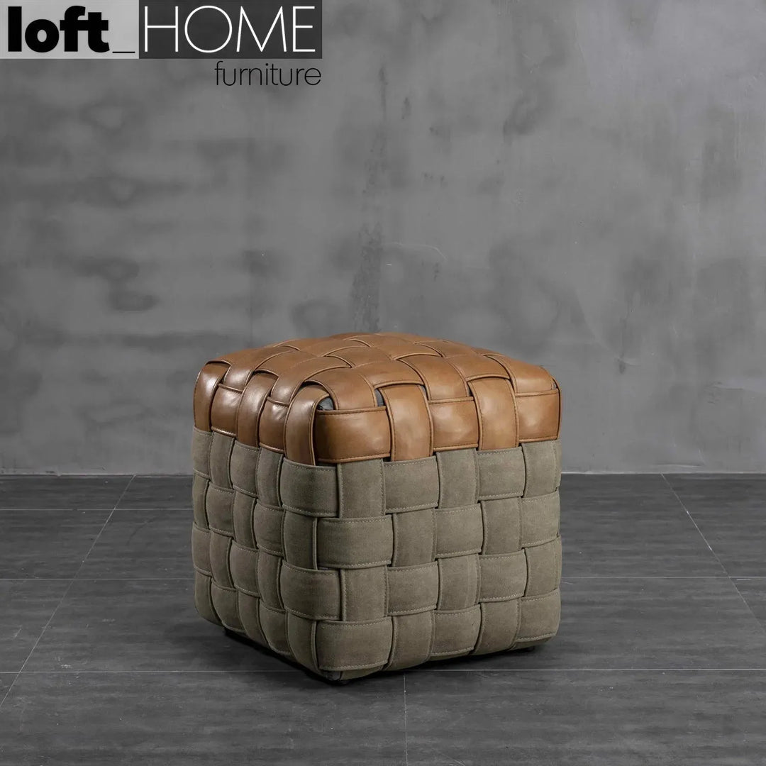 Vintage genuine leather ottoman martin s primary product view.