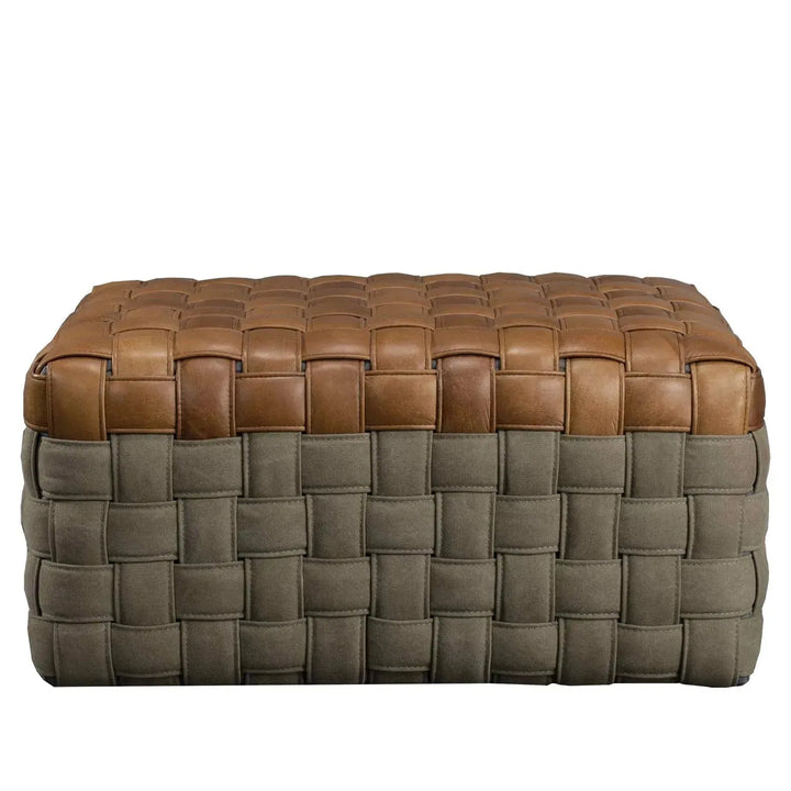 Vintage genuine leather ottoman martin in white background.