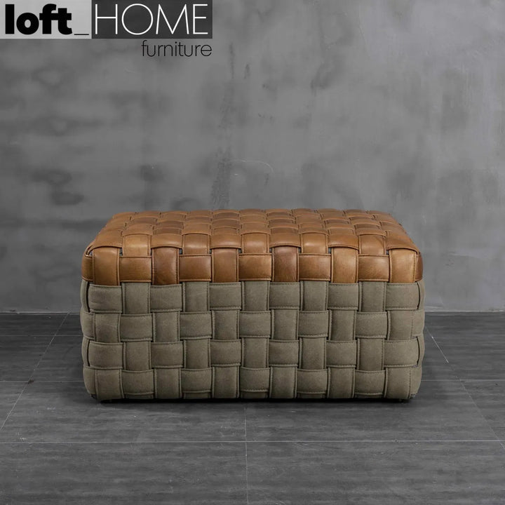 Vintage genuine leather ottoman martin with context.