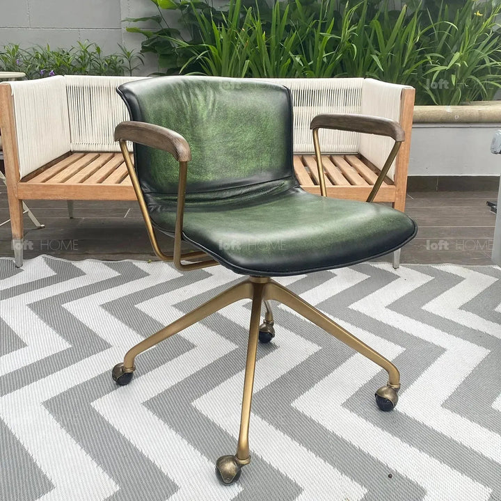 Vintage genuine leather study chair akron in real life style.