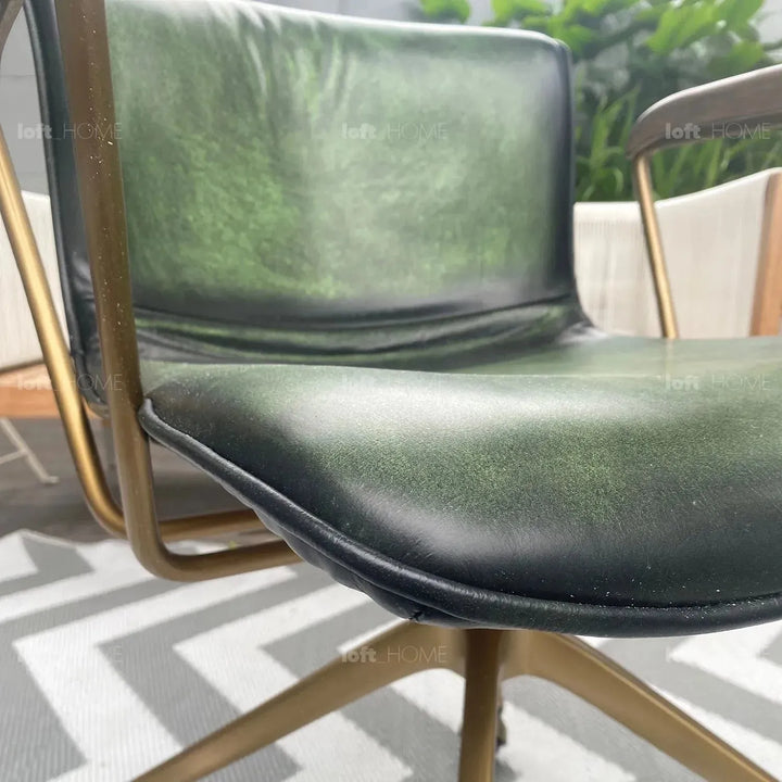 Vintage genuine leather study chair akron in still life.