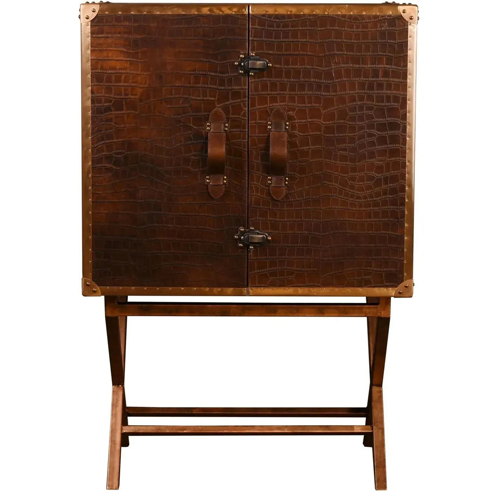 Industrial genuine leather wine cabinet luxury box in white background.