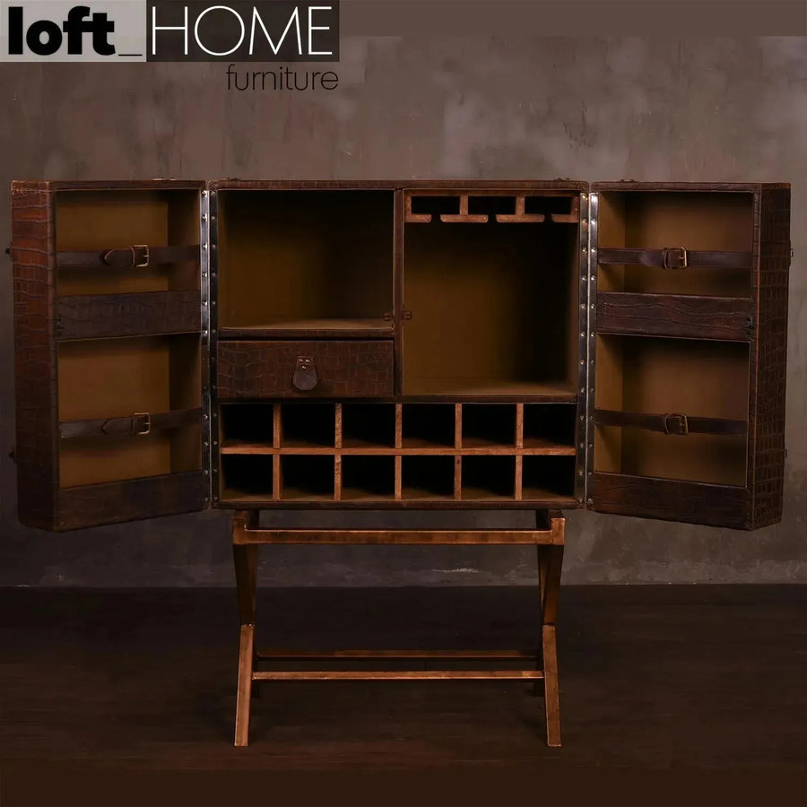 Industrial genuine leather wine cabinet luxury box primary product view.