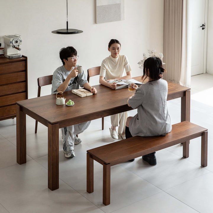 Vintage walnut wood dining bench coastal with context.