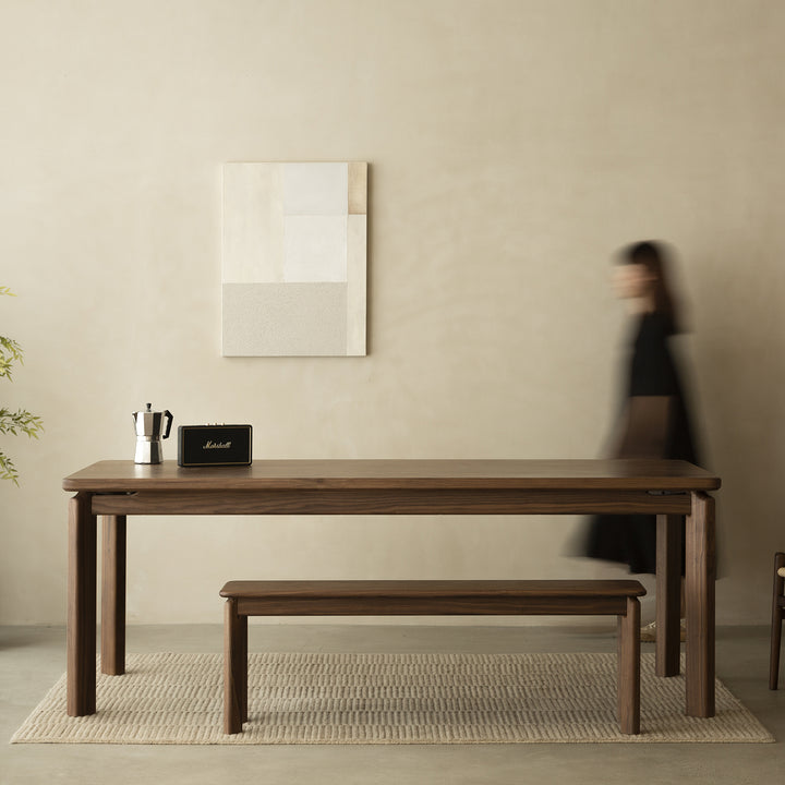 Vintage walnut wood dining bench riverin primary product view.