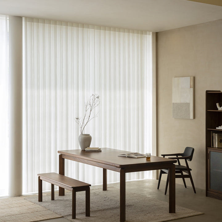 Vintage walnut wood dining bench riverin material variants.