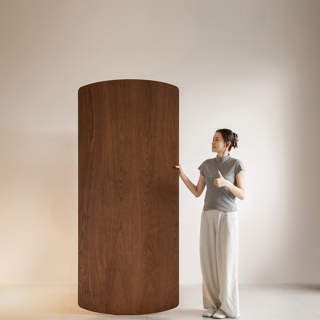 Vintage walnut wood dining table rockwel in panoramic view.
