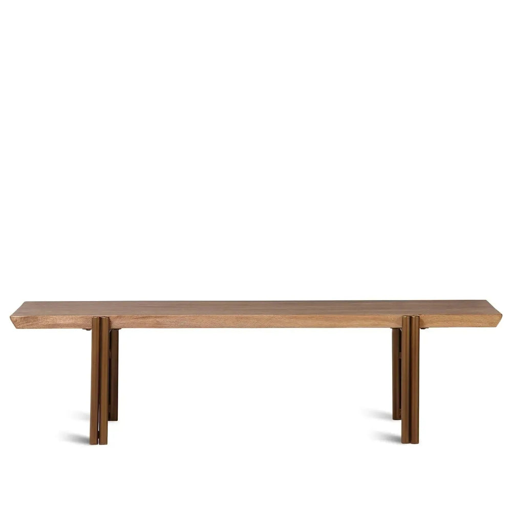 Industrial wooden coffee table breezy in white background.