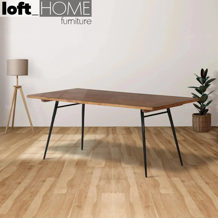 Industrial wooden dining table rustic primary product view.