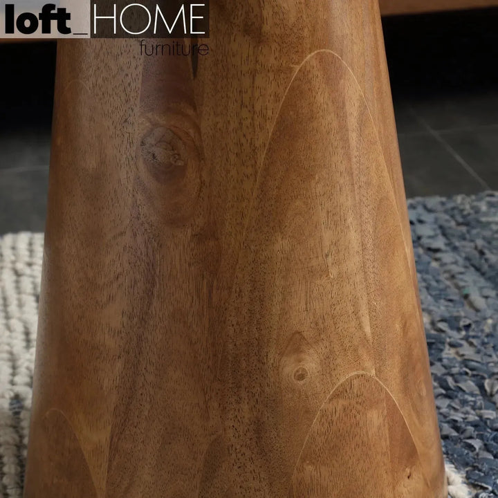 Vintage wooden round side table vintage brass detail 1.