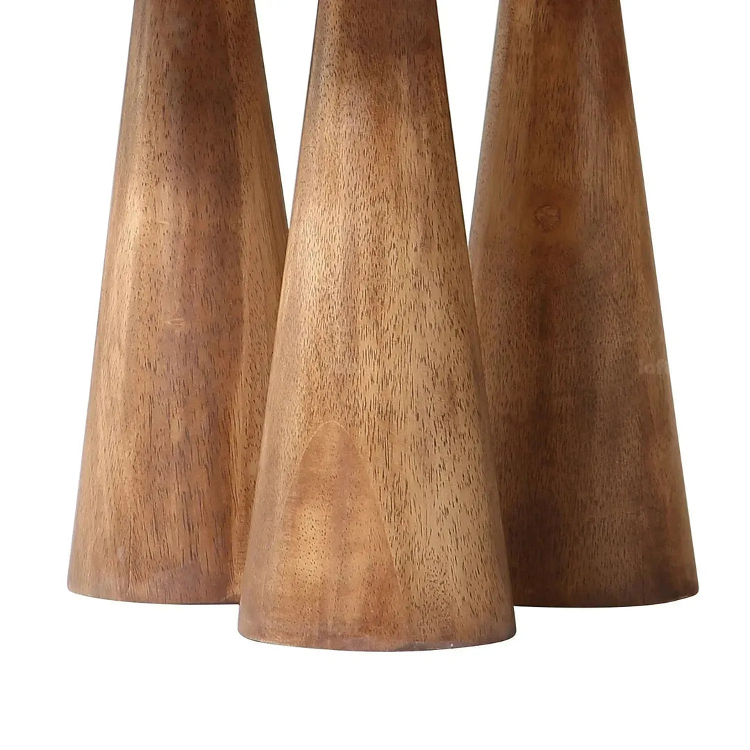 Rustic wooden side table stumpy in details.